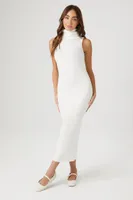 Women's Turtleneck Bodycon Midi Dress in Vanilla Medium