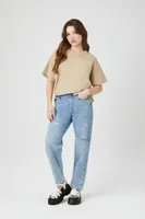 Women's Oversized Mineral Wash T-Shirt in Khaki Medium