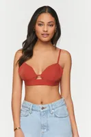 Women's Cutout Triangle Bralette in Rust Small