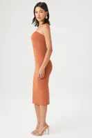 Women's Sweater-Knit Tube Midi Dress in Praline, XL