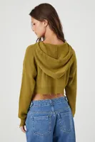 Women's Distressed Hooded Crop Top Cypress