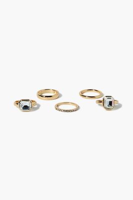 Women's Upcycled Faux Gem Ring Set in Gold, 8