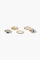 Women's Upcycled Faux Gem Ring Set in Gold, 7