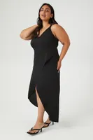 Women's Crisscross Tulip-Hem Maxi Dress in Black, 3X