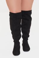Women's Knee-High Faux Suede Boots (Wide) in Black, 6