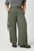 Women's Wide-Leg Cargo Pants in Olive, 3X