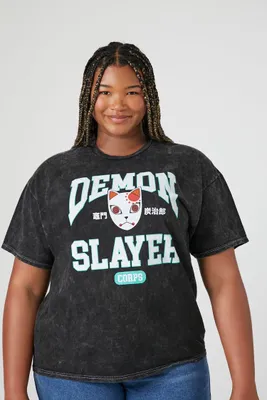 Women's Demon Slayer Graphic T-Shirt in Black, 0X