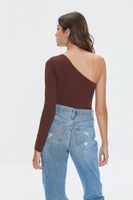 Women's One-Shoulder Long-Sleeve Bodysuit in Chocolate, M/L