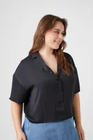 Women's Satin Shirt in Black, 0X