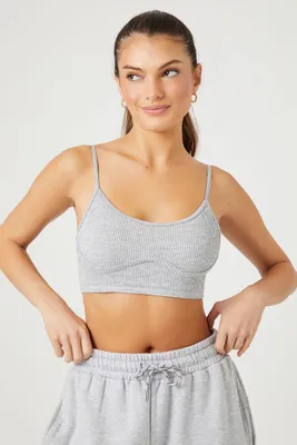 Women's Seamless Ribbed Sports Bra in Heather Grey Small