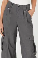 Women's Twill Wide-Leg Cargo Pants in Charcoal Small