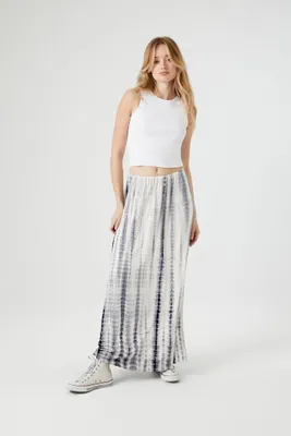 Women's Tie-Dye Column Maxi Skirt in Black Large