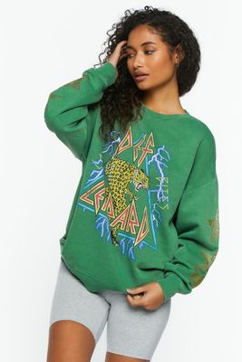 Women's Def Leppard Long-Sleeve Graphic T-Shirt in Green, XS