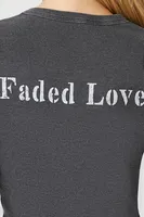 Women's Faded Love Graphic Top in Charcoal Large