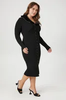 Women's Faux Fur-Trim Sweater Midi Dress in Black, 0X