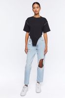 Women's Curved Hem Cropped T-Shirt in Black Small