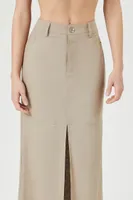 Women's Maxi Leg-Slit Skirt in Taupe Small