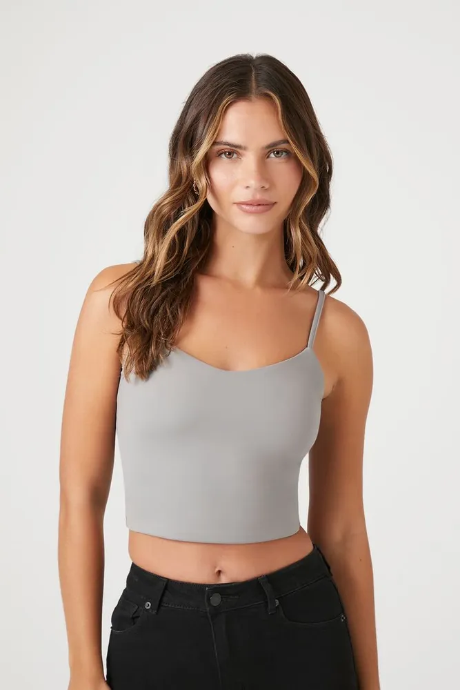 Forever 21 Women's Contour Cropped V-Neck Cami in Dark Grey Small