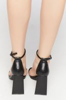 Women's Faux Leather Open-Toe Flare Heels Black,