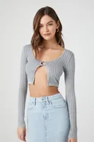 Women's Seamless Split-Hem Crop Top Dark Grey