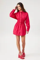 Women's Poplin Mini Shirt Dress in Watermelon, XS