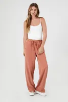 Women's High-Rise Drawstring Wide-Leg Pants in Brick, XS