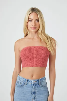 Women's Sweater-Knit Cropped Tube Top Faded