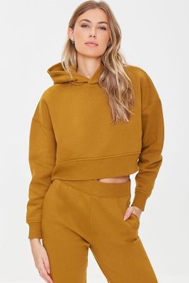 Women's Dropped-Sleeve Fleece Hoodie in Chestnut Small