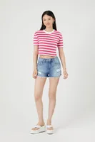 Women's Striped Cropped T-Shirt