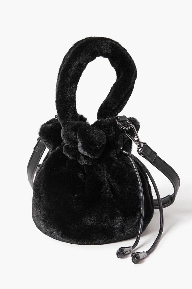 Women's Faux Fur Crossbody Bag in Black