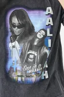 Men Aaliyah Graphic Glitter Print Tee in Black, XXL