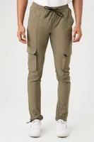 Men Skinny Drawstring Joggers in Olive Large