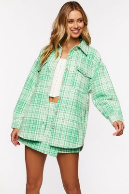 Women's Plaid Wrap Skort in Green/Cream Small