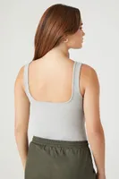 Women's Ribbed Knit Square-Neck Bodysuit Heather Grey