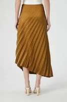 Women's Pleated Satin Maxi Skirt in Cigar Small