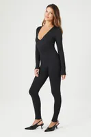 Women's Ribbed V-Neck Jumpsuit