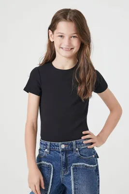 Girls Crew T-Shirt Bodysuit (Kids) Black,