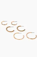 Women's Etched Hoop Earring Set in Gold