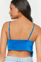 Women's Satin Cropped Handkerchief Cami in Sapphire Medium