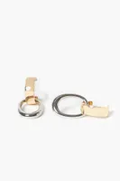 Women's Two-Tone Geo Hoop Earrings in Gold/Silver