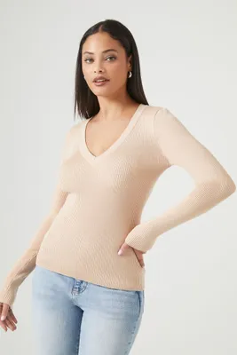 Women's Ribbed V-Neck Sweater