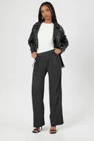 Women's Pinstriped Wide-Leg Trouser Pants