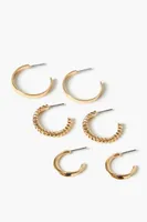 Women's Twisted Hoop Earring Set in Gold