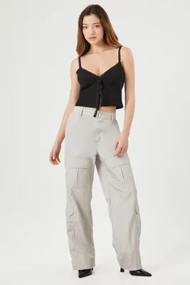 Women's Nylon Cargo Pants in Grey Large