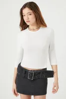 Women's Ribbed Knit Crop Top White