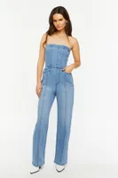 Women's Twill Tube Jumpsuit in Light Denim Medium