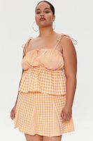 Women's Mixed Plaid Mini Skirt in Orange, 1X