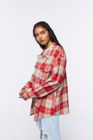 Women's Plaid Button-Front Shacket in Red Small