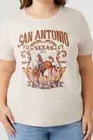 Women's San Antonio Texas Graphic T-Shirt in White, 1X