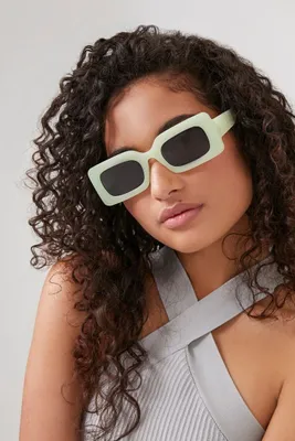 Rectangular Frame Sunglasses in Mint/Black